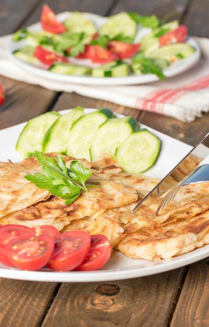 Crispy Msemen with Honey & Fresh Salad