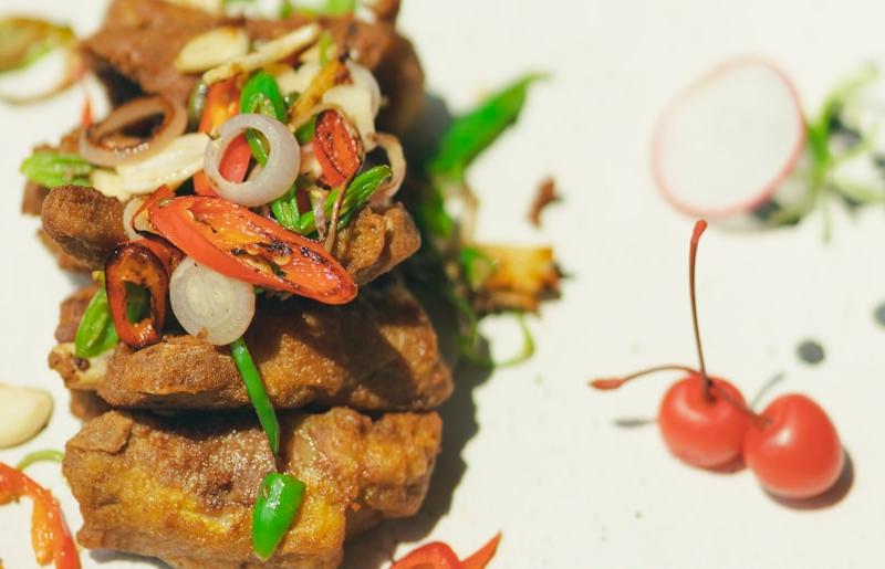 Crispy Pork Belly with Chili & Shallot Salad