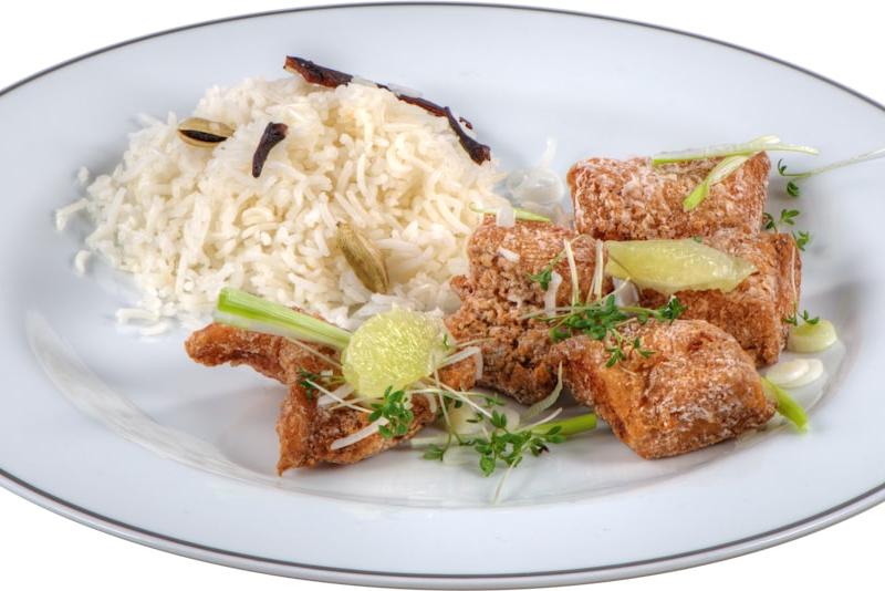 Crispy Pork Chunks with Rice