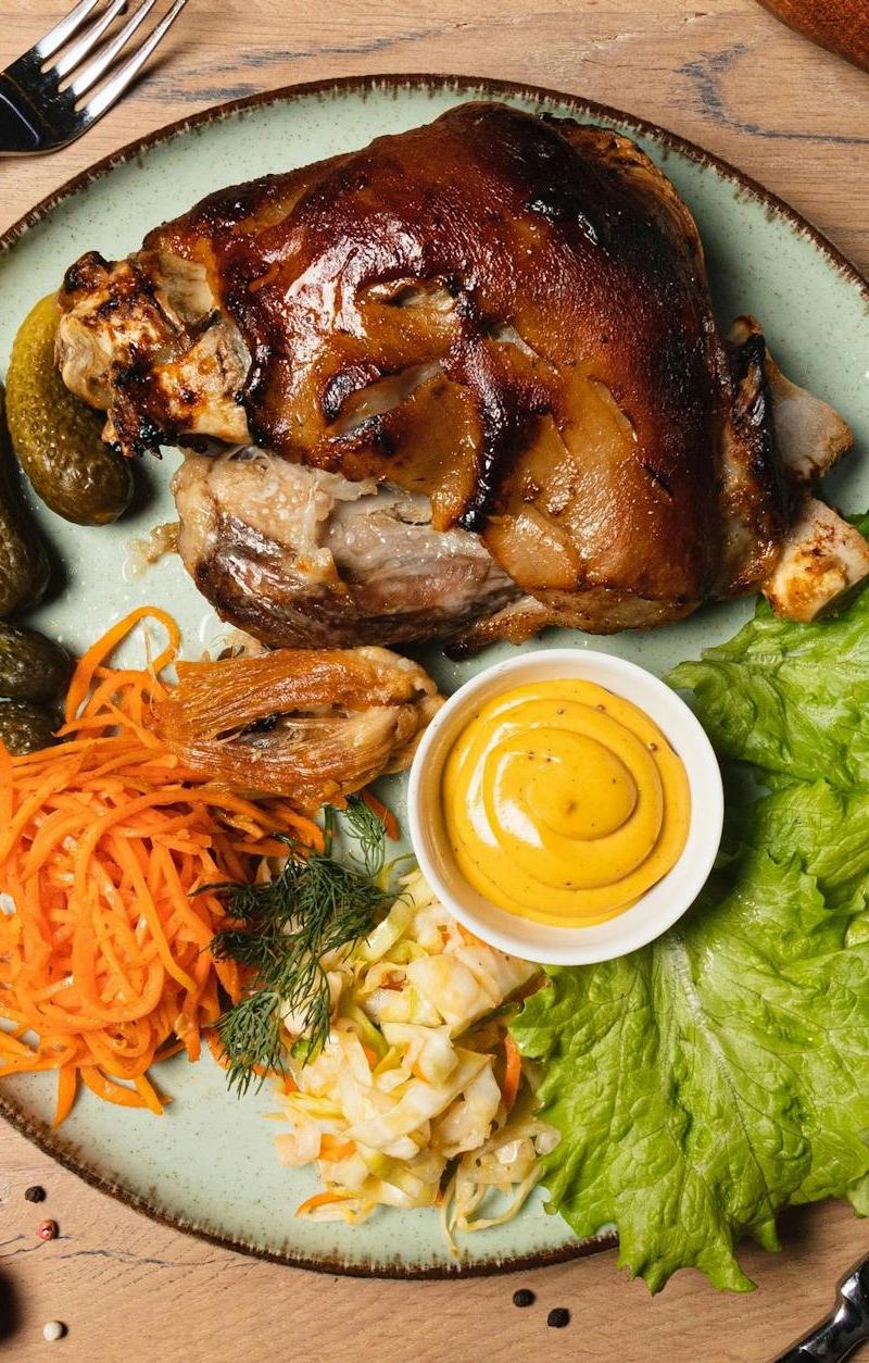 Crispy Pork Knuckle with Mustard Sauce
