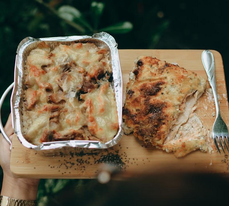 Crispy Potato Gratin with Baked Chicken