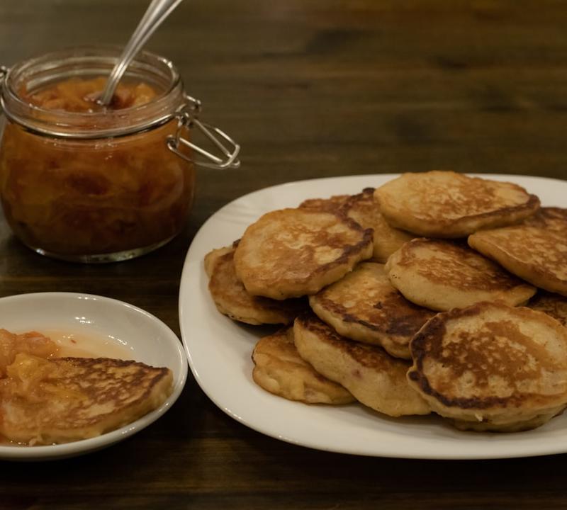 Crispy Potato Pancakes with Fruit Compote