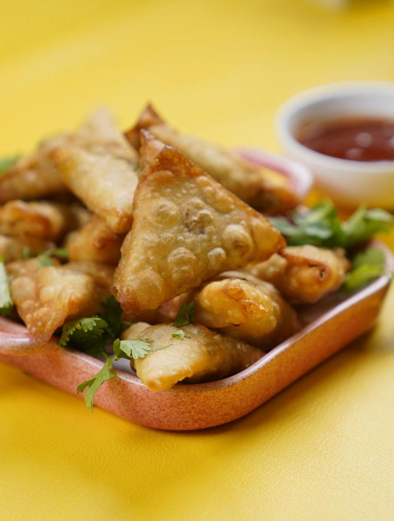 Crispy Sambusa with Hot Honey Dip