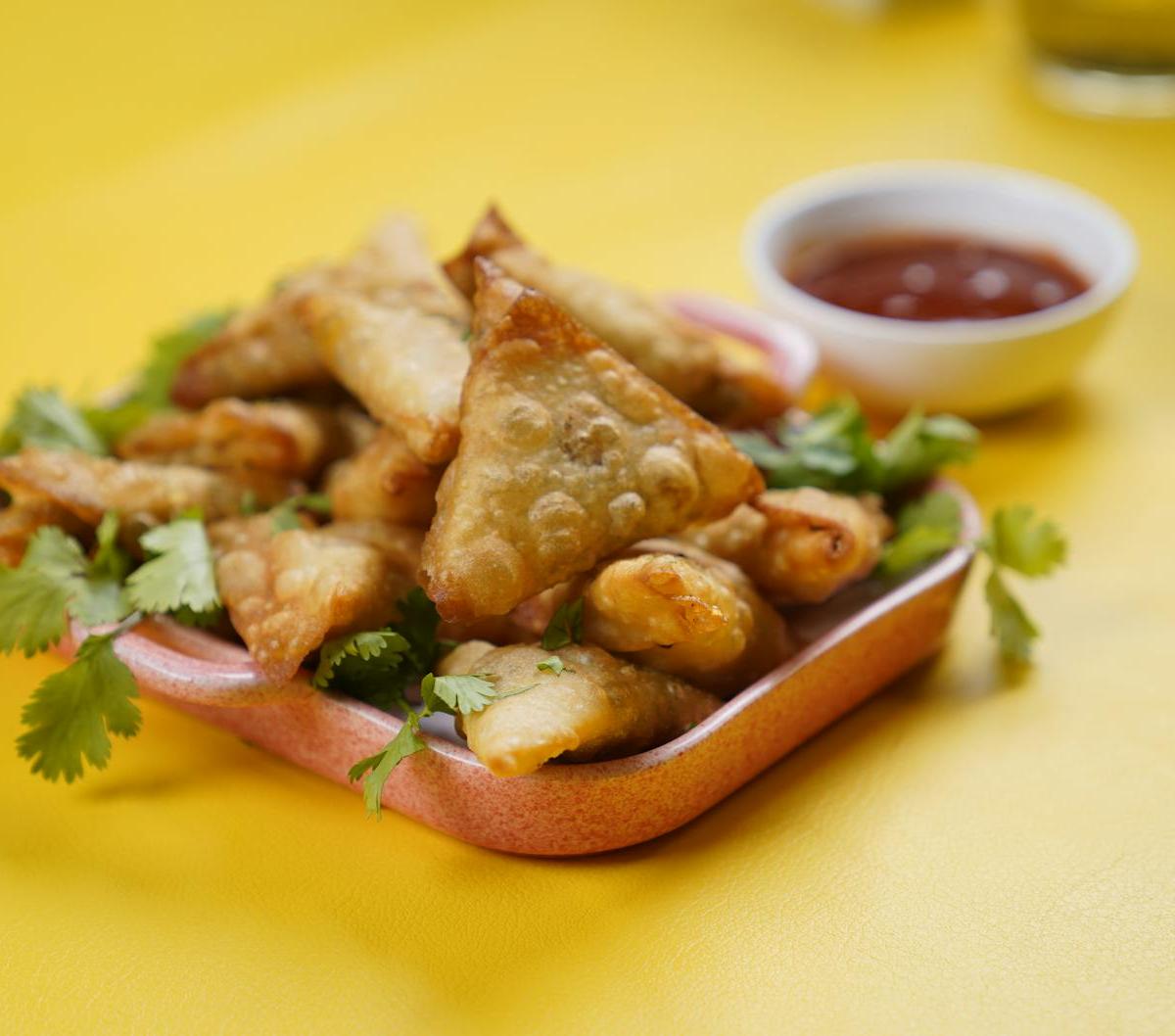 Crispy Sambusa with Hot Honey Dip