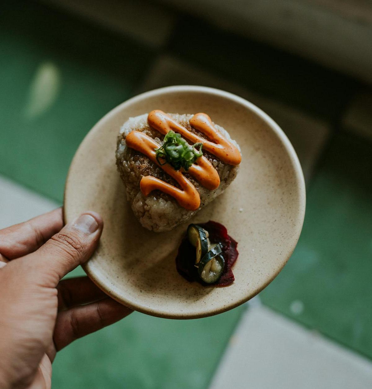 Crispy Seaweed Onigiri with Pickled Veg