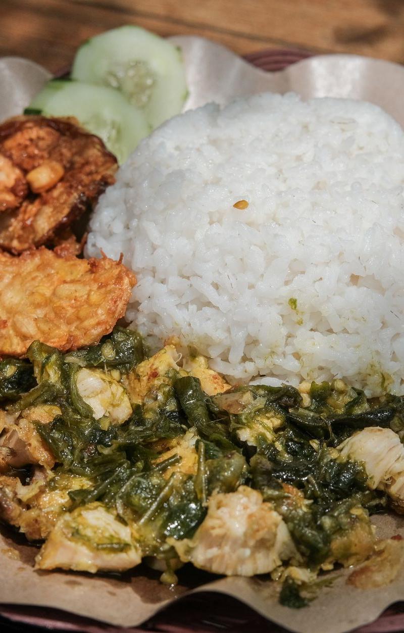 Crispy Smashed Chicken with Sambal, Rice & Fried Sides