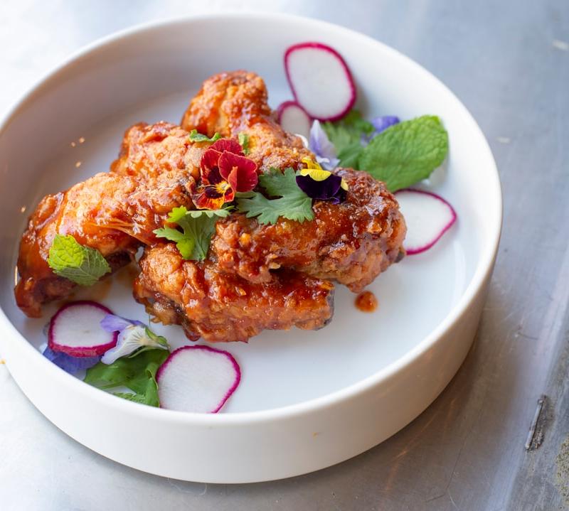 Crispy Soy Garlic Chicken with Radish Slaw
