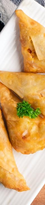 Crispy Spiced Meat Sambusas with Hot Sauce