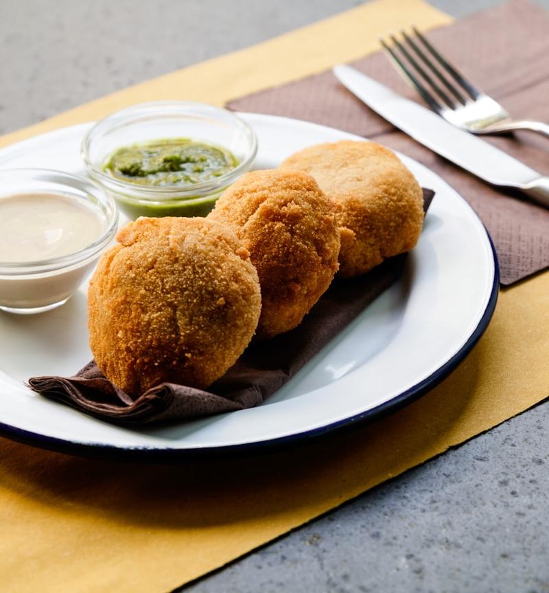 Crispy Stuffed Potatoes with Lime Dipping Sauces