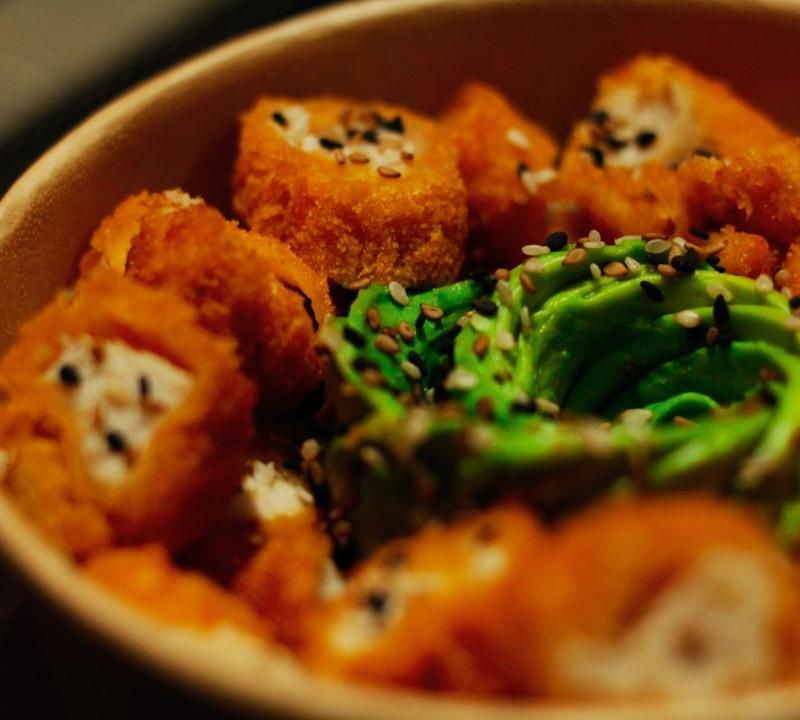 Crispy Tofu Peanut Bowl with Avocado