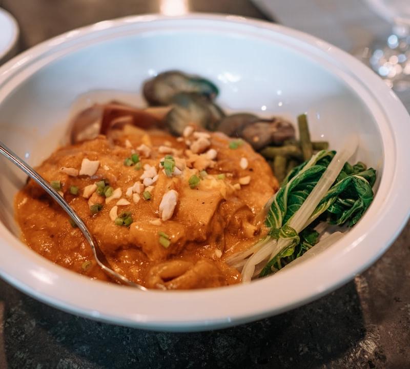 Crispy Tofu Peanut Noodle Bowl