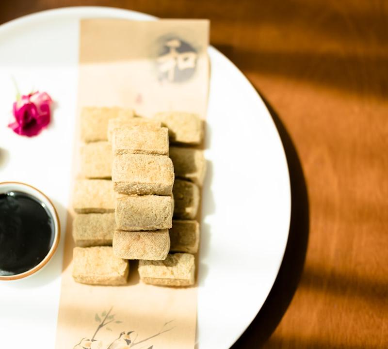 Crispy Tofu Skin Rolls with Soy Dipping Sauce
