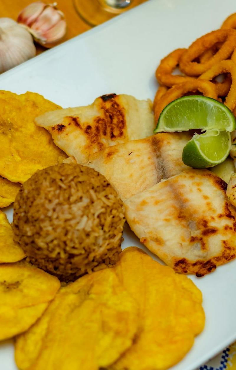 Cuban Tostones with Garlic Shrimp & Fish