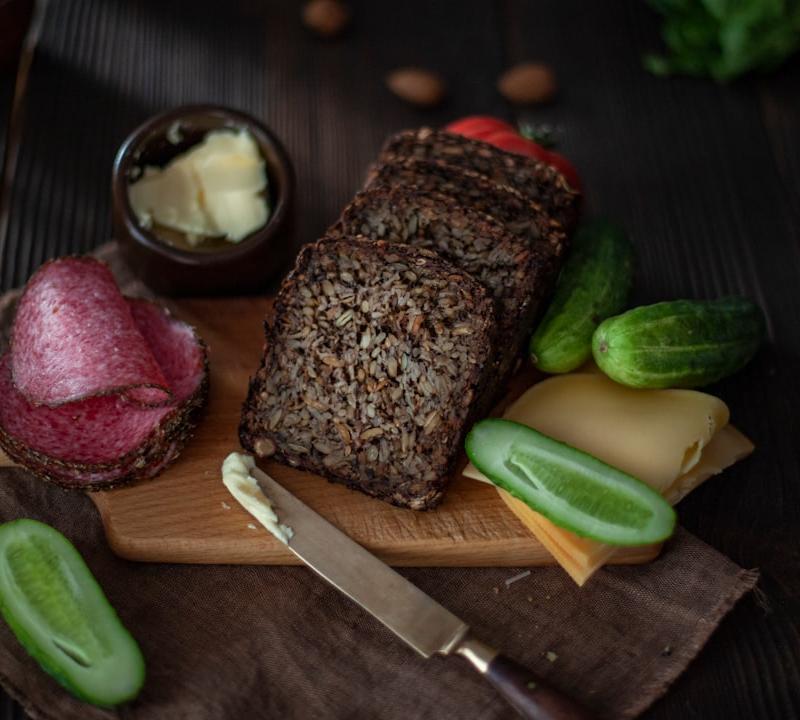 Finnish Rye Bread Board with Butter & Salami