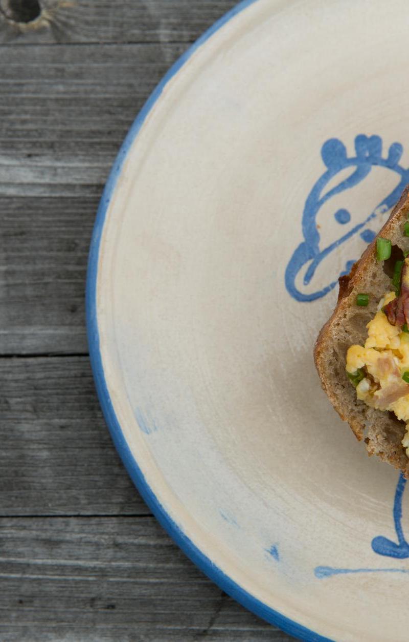 Fluffy Scrambled Eggs on Toast with Bacon