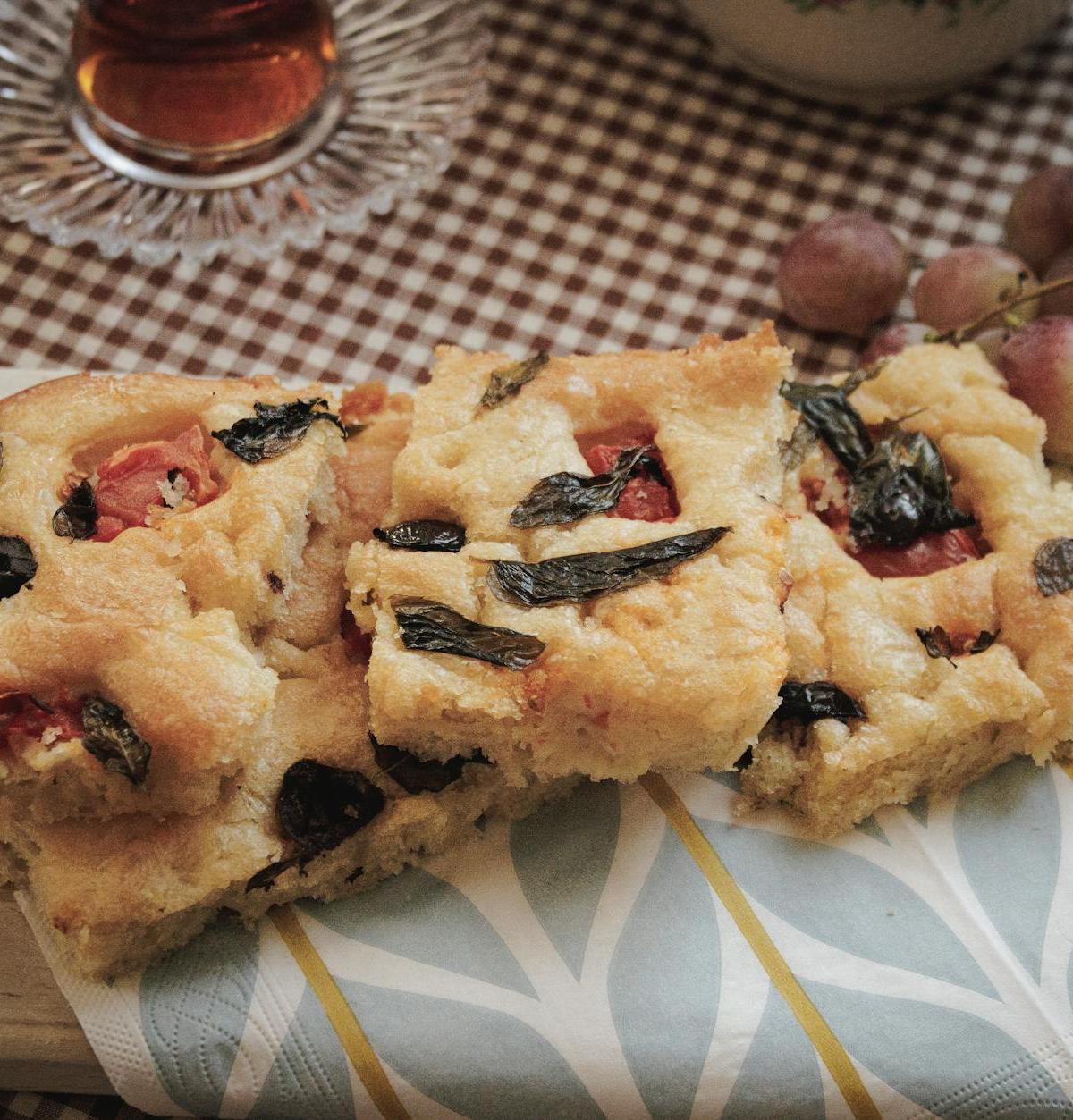 20-Min Focaccia Barese with Tomato & Olives