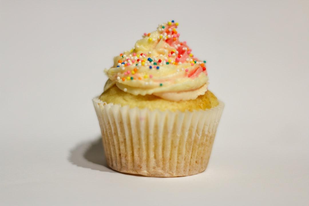 Frosted Vanilla Cupcakes with Sprinkles