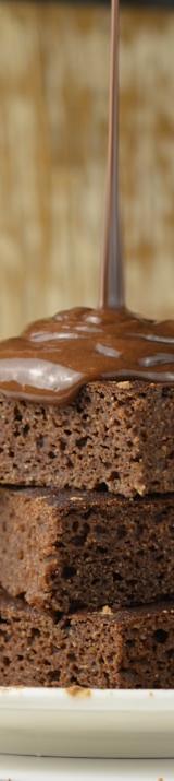 Fudgy Brownie Stack With Chocolate Drip