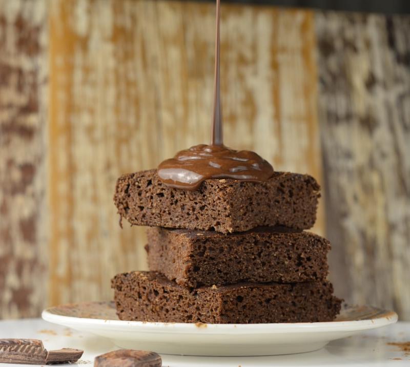 Fudgy Brownie Stack With Chocolate Drip