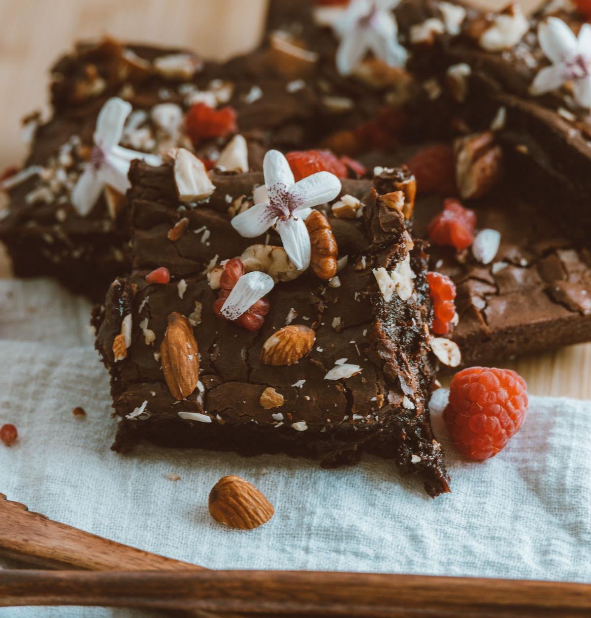15-Min Fudgy Brownies with Berries & Almonds