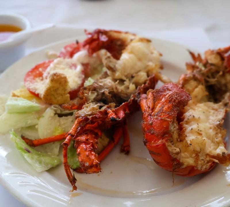 Garlic Butter Grilled Lobster with Garden Salad