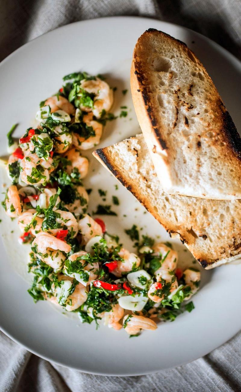 Garlic Butter Shrimp with Toasted Bread
