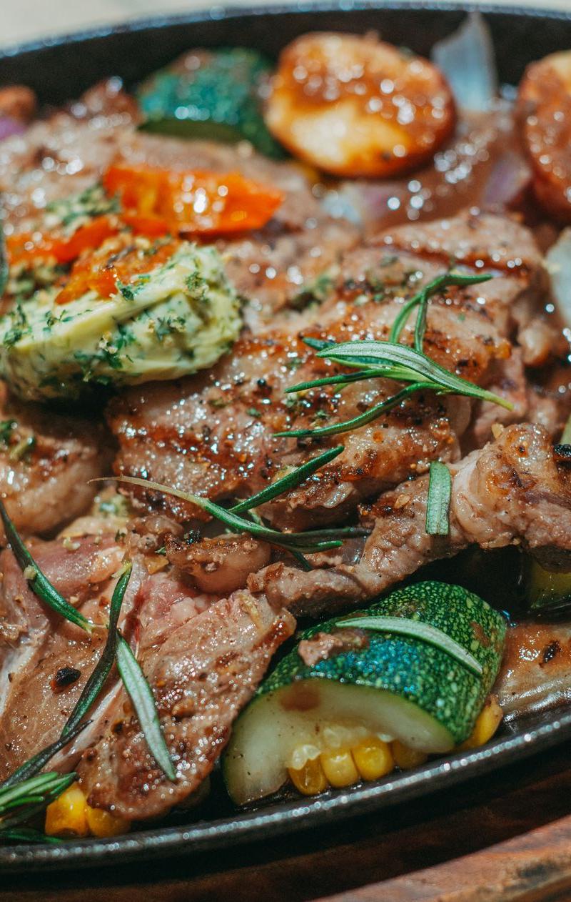 Garlic Parmesan Butter Steak with Roasted Veg