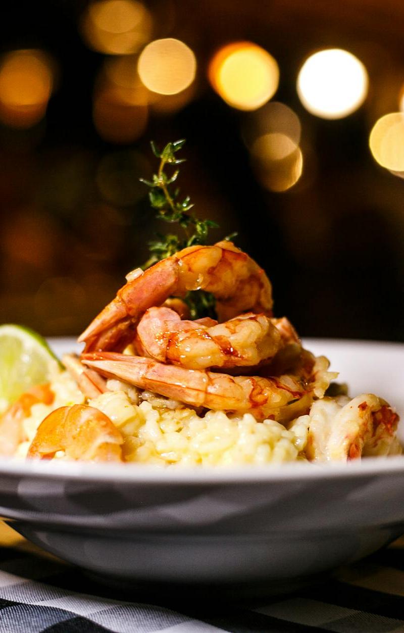20-Min Garlic Shrimp & Feta Rice Bowl