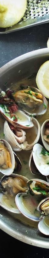 Garlic & Wine Clams with Crispy Bread