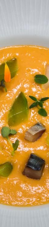 Gazpacho with Crispy Fish & Potatoes