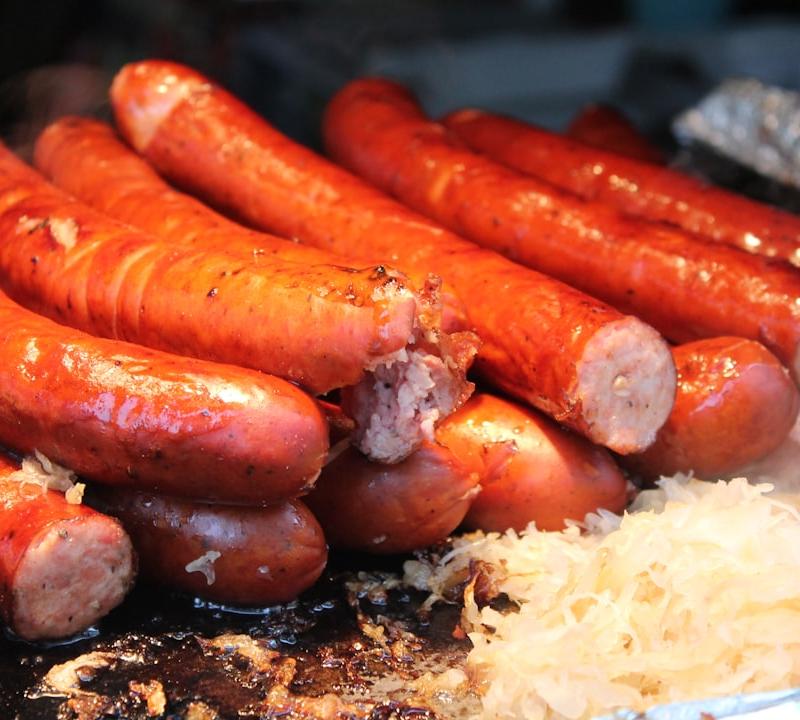 German Sausage Plate with Sauerkraut & Potatoes