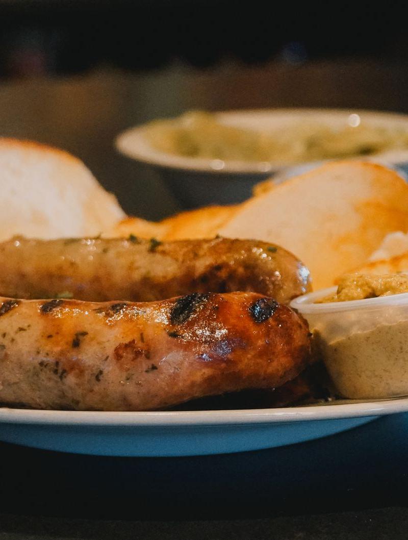 German Weisswurst with Mustard & Pretzels