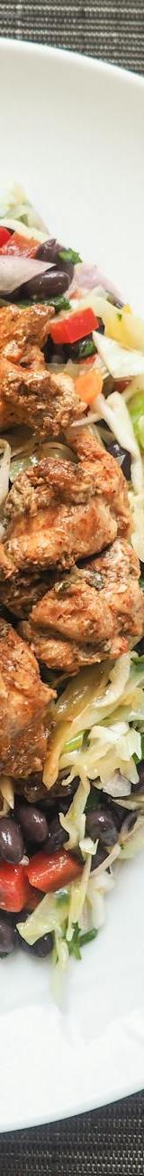 Ghanaian Shito Chicken with Slaw & Beans