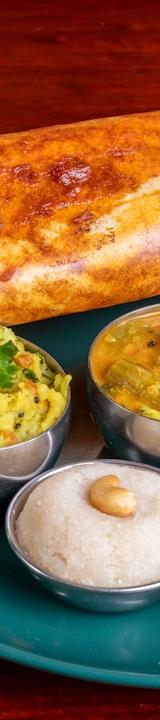 Ghee Roast Dosa with Potato Masala & Sambhar