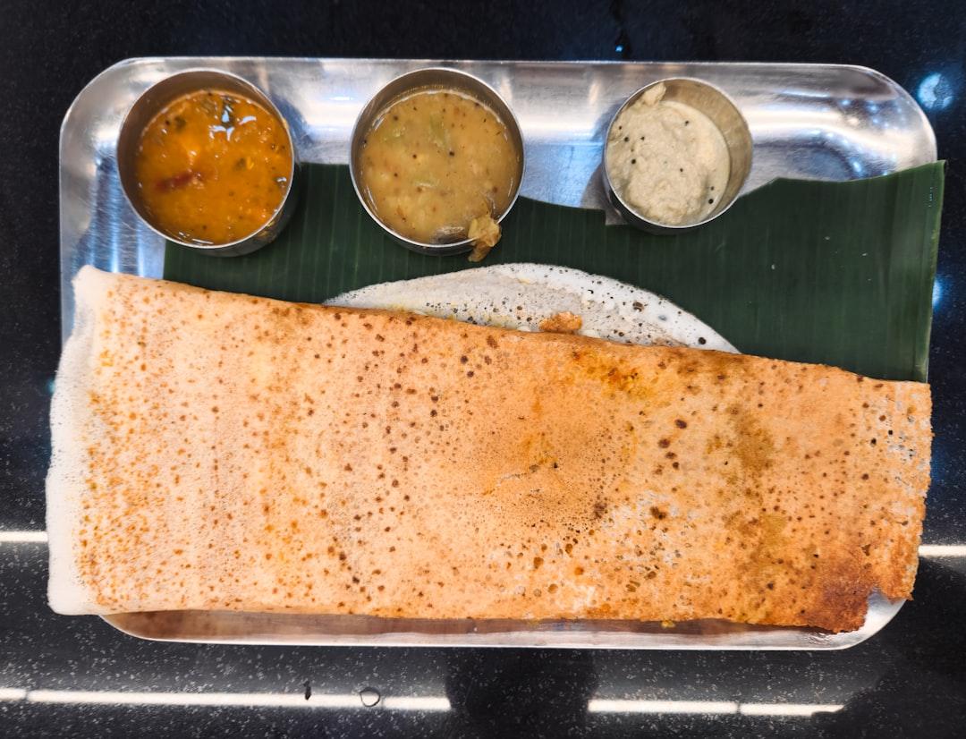 Ghee Roast Dosa with Sambar & Chutneys