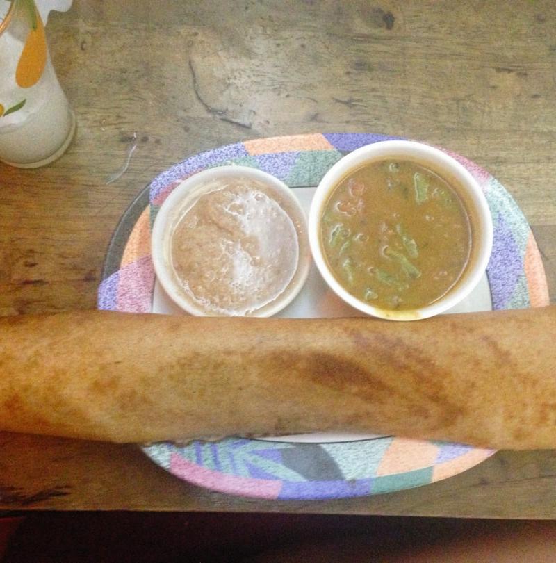 Ghee Roast Dosa with Sambar & Coconut Chutney