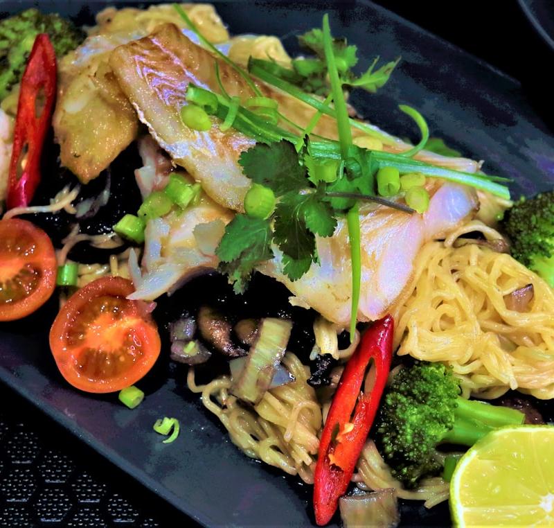Ginger Fish Stir-Fry with Noodles & Veg
