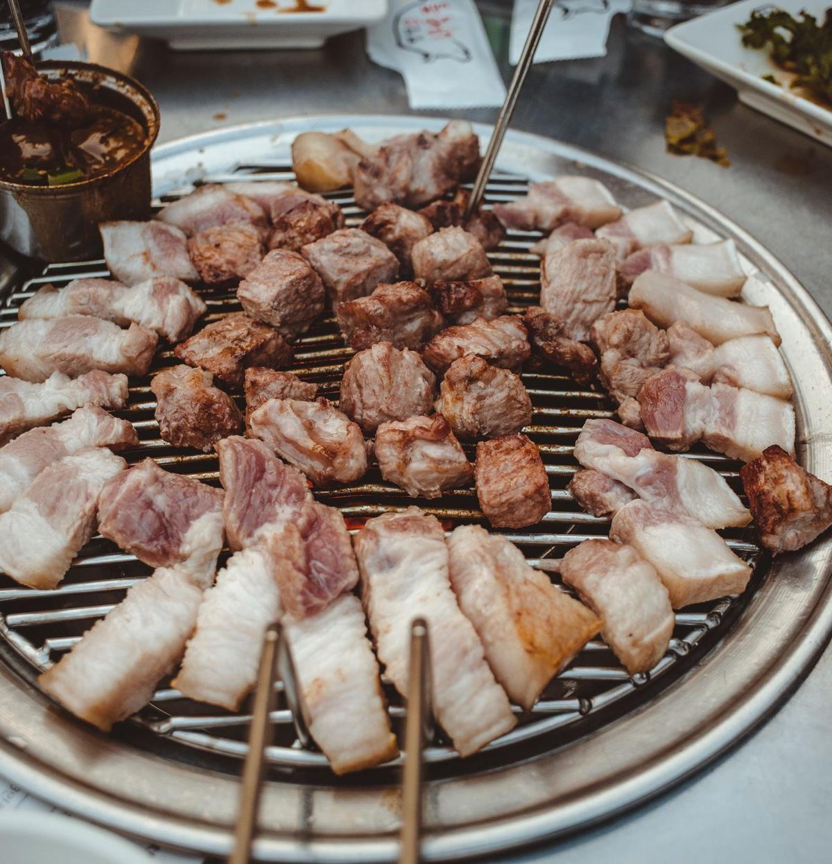 Gochujang Pork Belly with Kimchi & Scallion Salad