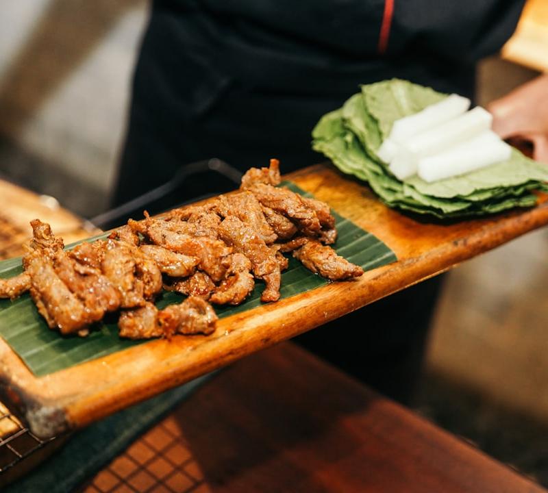 Gochujang Pork Belly with Perilla & Pickled Radish