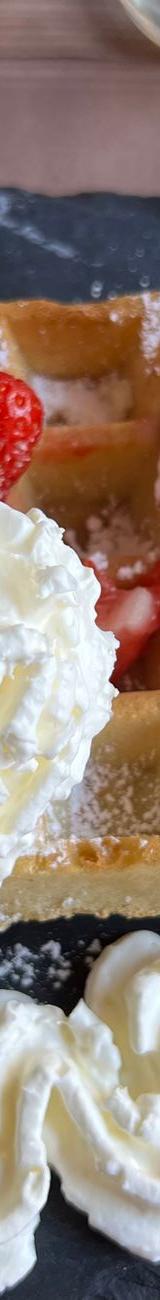 Golden Crispy Waffles with Strawberries & Cream