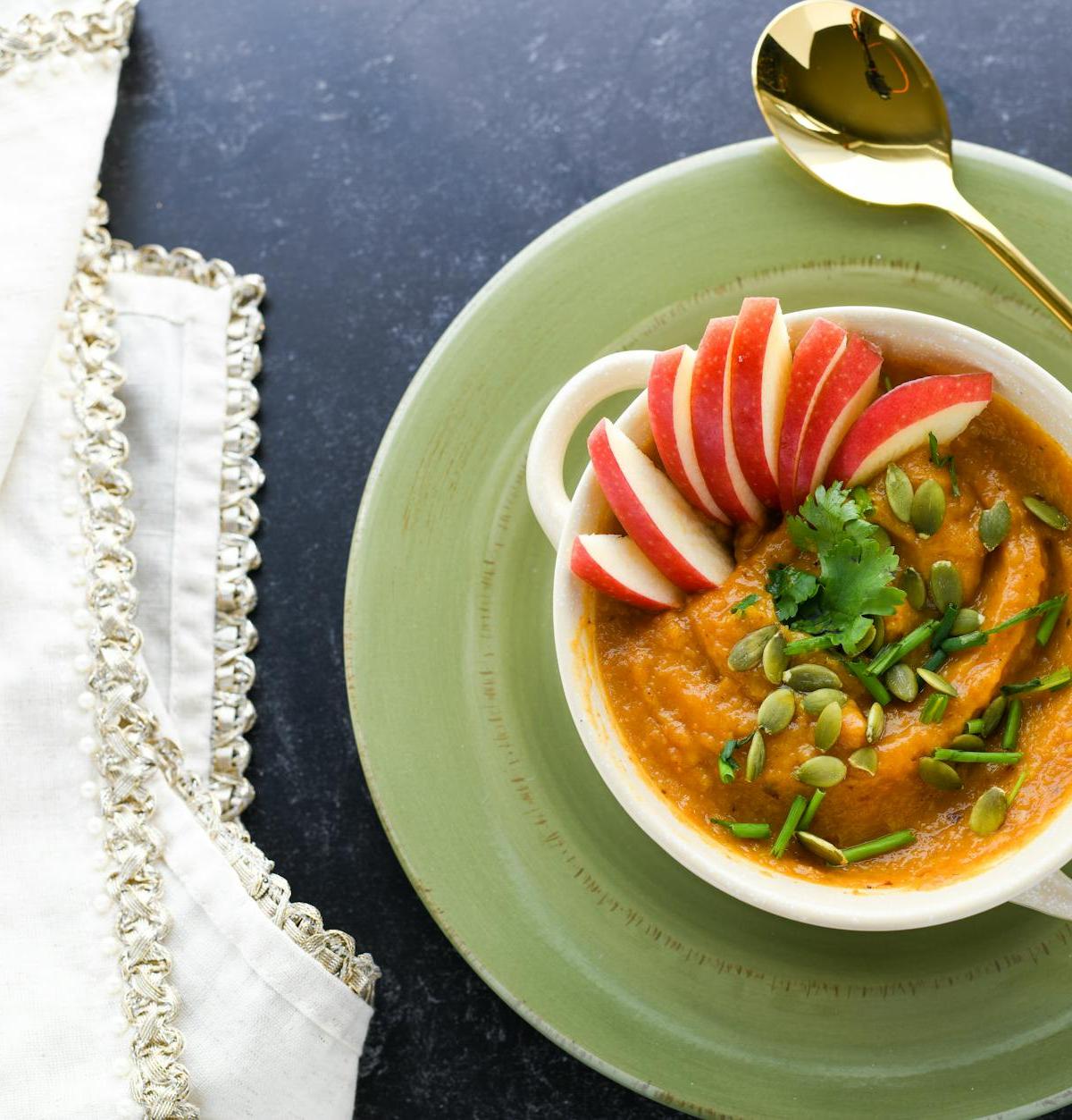 Golden Pumpkin Porridge with Crispy Apples