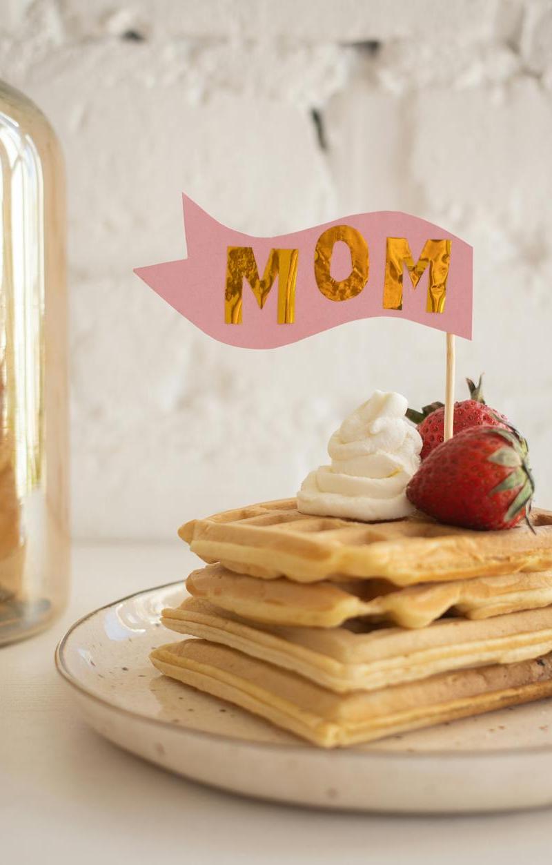 Golden Strawberry Waffles with Whipped Cream