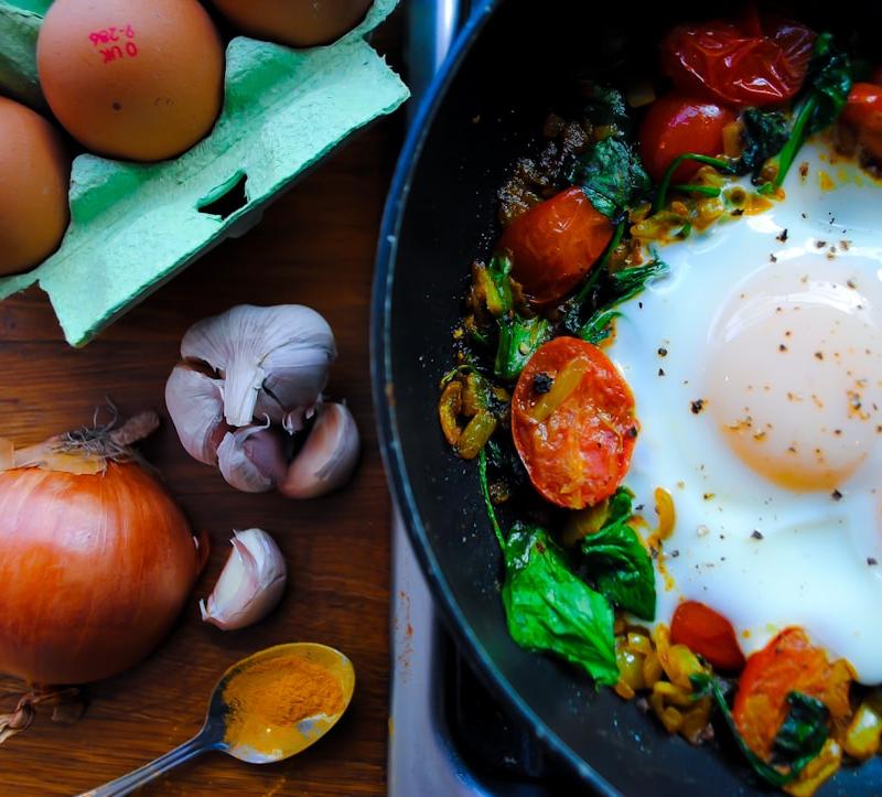 Golden Turmeric Egg Skillet with Tomato