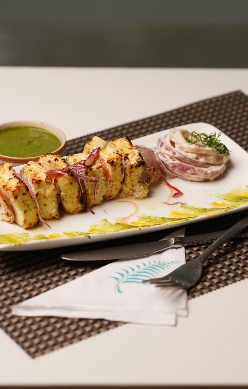 Golden Turmeric Paneer with Mint Chutney