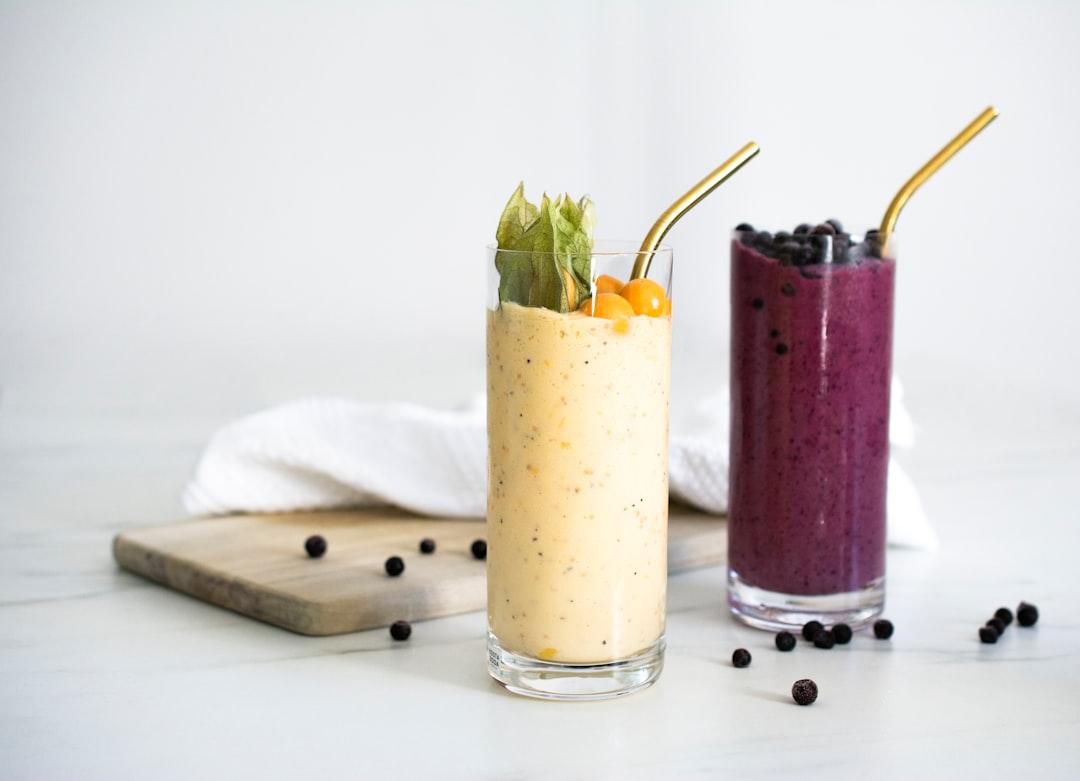 Golden Turmeric Smoothie with Blueberry Swirl
