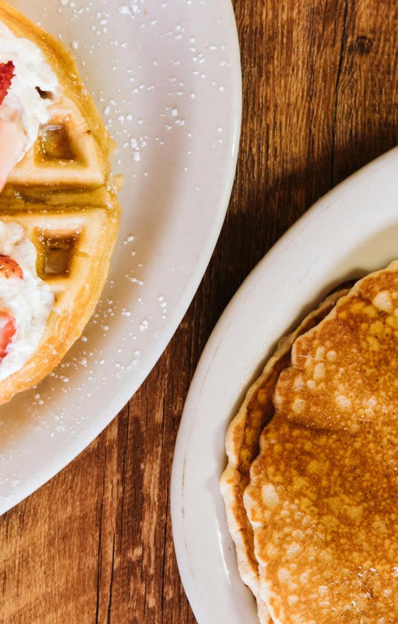 Golden Waffles with Strawberries & Whipped Cream