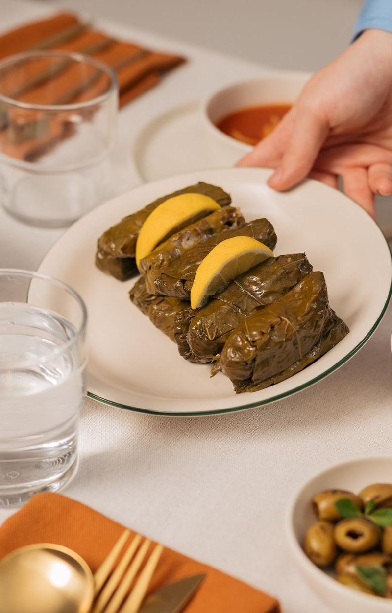 Greek Dolmades Platter with Tzatziki