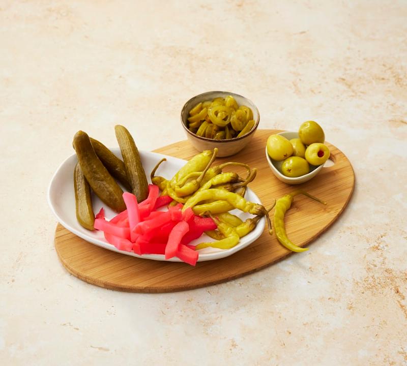 Greek Dolmades Platter with Beans & Pickles
