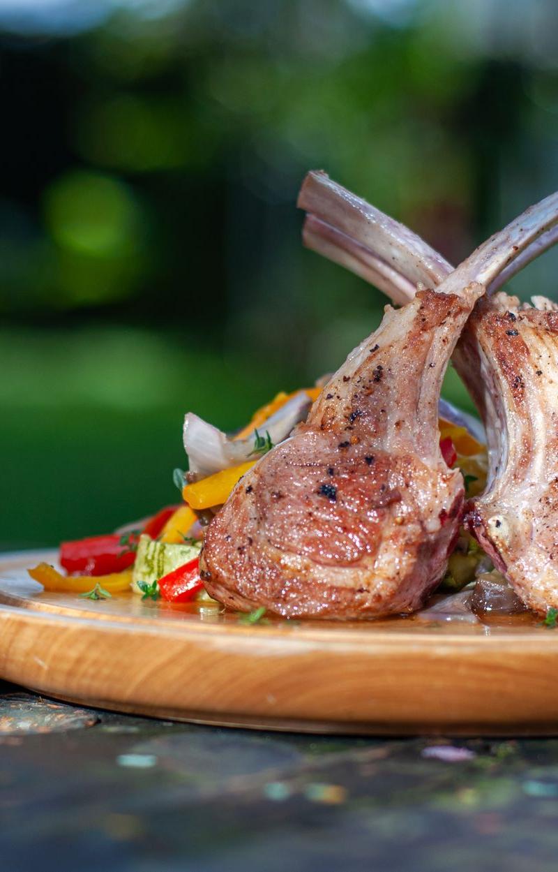 Greek Lamb Chops with Charred Peppers & Onions