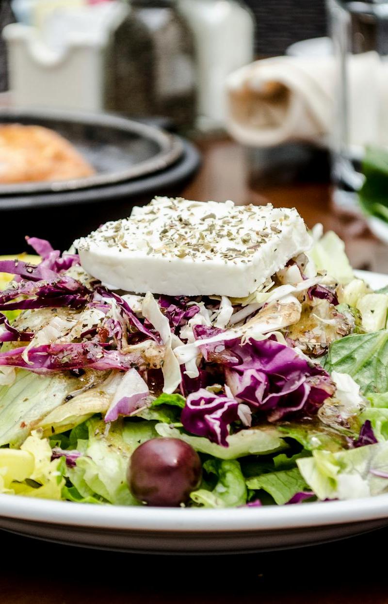 Greek Salad with Crispy Cheese & Fish Roe